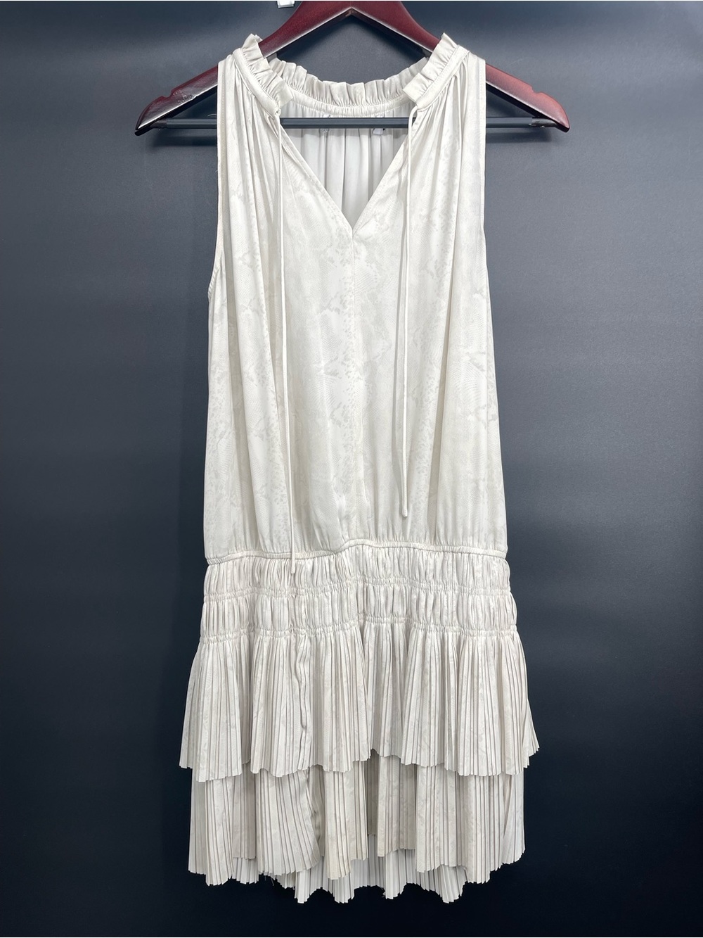 Current Air Light Beige Tie-Neck Sleeveless Dress